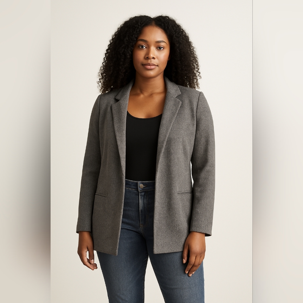 Solitaire Sparkle Snake Print Blazer | Gray Suede Look | Size S